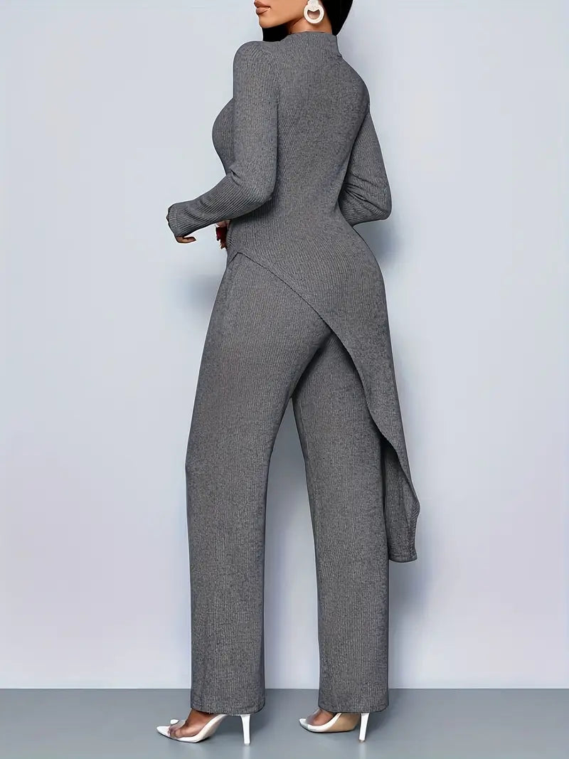 طقم شتوي أنيق من قطعتين للنساء – قماش بولار دافئ بتصميم عصري ومريح