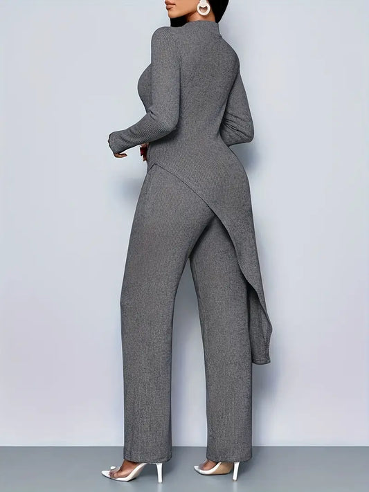 طقم شتوي أنيق من قطعتين للنساء – قماش بولار دافئ بتصميم عصري ومريح