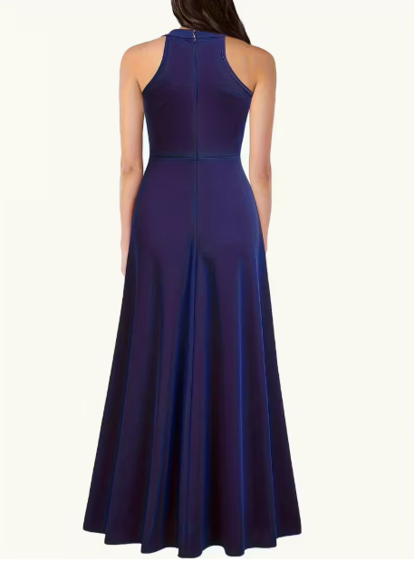 فستان نسائي أنيق بدون أكمام بياقة كلاسيكية